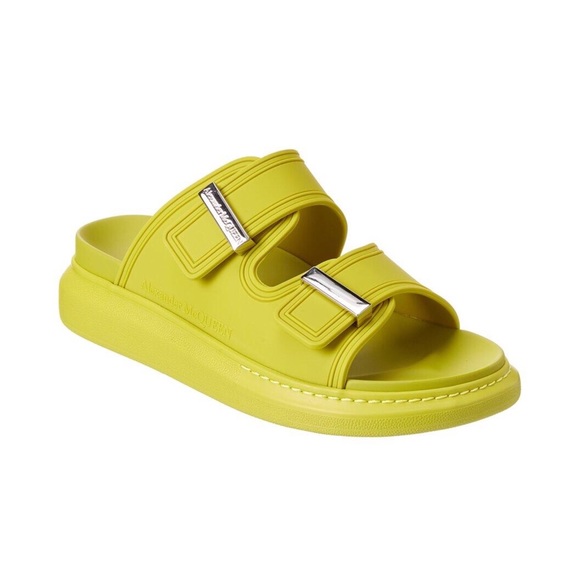 ALEXANDRA MCQUEEN Hybrid Platform Slides in Lime - Picture 1 of 13